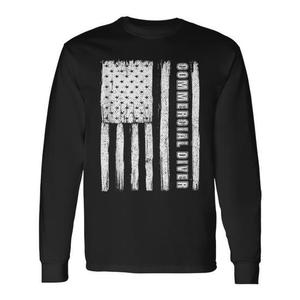 Maglietta a maniche lunghe da sub professionale con design bandiera americana, maglietta promozionale da uomo - Product Image 1