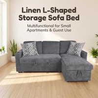 Sofá Cama Extraíble de Tela Moderno en Forma de L, Sofá Convertible con Otomana de Almacenamiento para Sala de Estar o Habitación de Invitados