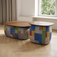 Nouvelle conception de table basse modulaire en tissu, style méditerranéen, avec couvercle en bois compressible haute densité, pour