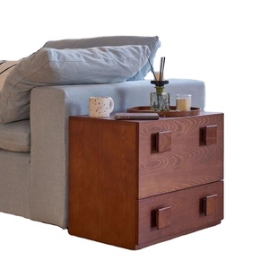 Armoire modulaire moderne en bois massif vintage <span class=keywords><strong>Carmen</strong></span>, table de chevet créative avec 2 tiroirs, porte à panneaux, chambre à coucher, salon, maison de luxe - Product Image 3