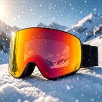 Dacheng Lunettes de ski magnétiques sans monture en TPU pour adultes, grandes, avec verres anti-buée double couche UV400 pour sports de neige