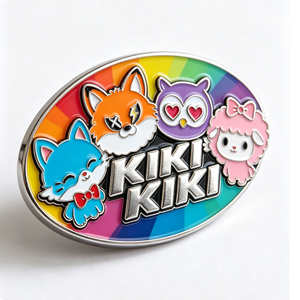 Pin de Solapa Ovalado de Metal Esmaltado Duro con Diseño de Animal de Dibujos Animados Arcoíris Personalizado, Emblema 2D para Regalo y Eventos - Product Image 6