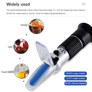 Handheld Portable Optical Refractometers 58~92% Honey Brix Refractometer With ATC