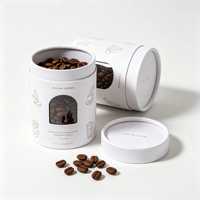 Boîte cylindrique ronde de luxe imprimée avec fenêtre transparente, emballage personnalisé pour la présentation de la marque de grains de café et l'emballage cadeau