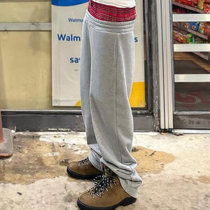 Calças de moletom QIANSHI para homens, calças de moletom de cintura dupla largas e largas de algodão para homens, calças de moletom pesadas e grandes - Product Image 3