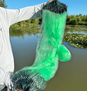 Redes de pesca Premium PA6 de nailon de <span class=keywords><strong>tres</strong></span> capas portátiles, red de enmalle y fundición de doble nudo para atrapar peces, camarones, cangrejos - Product Image 1