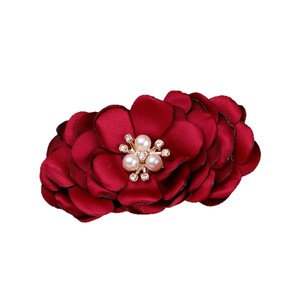Corsage de Flores de Tela de 8.5 cm, Satinado, Hecho a Mano, con Centro de Perlas, para Ropa, Zapatos, Joyería y Accesorios - Product Image 5