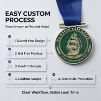 Médaille de récompense personnalisée en métal avec ruban en satin, logo personnalisé, médaillon en émail pour compétition, cérémonie de remise des diplômes universitaires