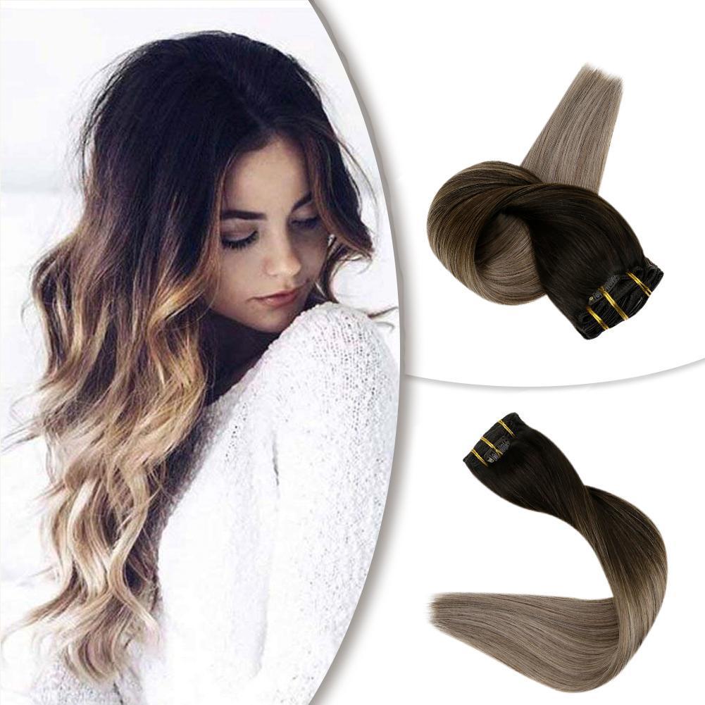 24 Inch Real Human Hair Clip-In Extensions, 2 Pack 220g, Remy Hair Amazon.com : LUVME Seamless Yaki Straight Clip in Hair  main image 3