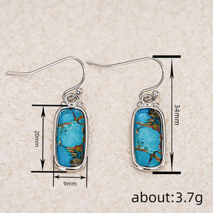 Orecchini Pendenti in Oro Bianco con Turchese E4796, Montatura a Castone, Classici da Donna - Product Image 6