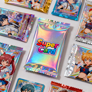 Sac d'emballage personnalisé Supercard de carte de jeu Sac scellé arrière à <span class=keywords><strong>effet</strong></span> holographique avec emballage de marque en zigzag - Product Image 1