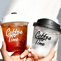 Tasses à boissons froides en PET en forme de U avec logo personnalisé HANYONG avec couvercles et autocollants argentés pour les cafés