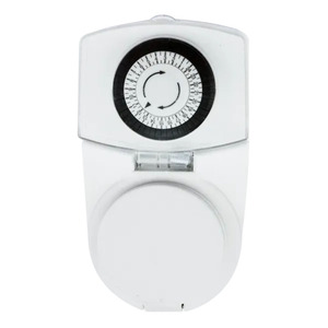 Minuterie mécanique 24 heures avec prise, couleur blanche ; idéale pour programmer les appareils électriques et gérer la consommation - Product Image 1