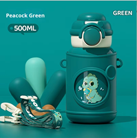 Bouteille d'eau isotherme pour enfants 316 Liner 500 ml avec affichage LED de la température, motifs Dragon, Ours, Lapin, Licorne, tasse à paille isotherme 6-12 heures