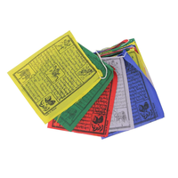 Vente directe personnalisée en gros 10*10 pouces satin Windhorse Lungta bouddhiste tibétain tranquille drapeau de prière bannière