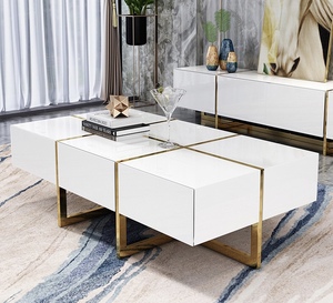 Sang Trọng Màu Trắng Màu Đen Hiện Đại Đồ Nội Thất Nhà Phòng Khách Đồ Nội Thất Bằng Thép Không Gỉ <span class=keywords><strong>Tv</strong></span> Bảng Đứng Đơn Vị Tủ Với Ngăn Kéo - Product Image 5