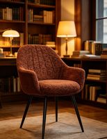 Chaise de salle à manger moderne en tissu marron, fauteuil rembourré avec dossier, chaise de loisirs à pieds en métal noir pour salle à manger, hôtel, maison