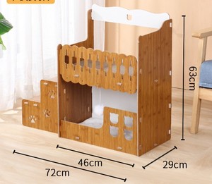 Villa di lusso a due piani giocattolo per <span class=keywords><strong>gatti</strong></span> sostenibile in legno Pet letto con Sisal Scratcher Board involucro - Product Image 2
