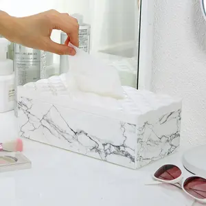 Marble Tissue Box Creative Household Office Desktop Tissue Storage Napkin Holder Plastic Daily Necessities Marble Tissue Box