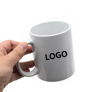 Caneca de cerâmica branca personalizada para café, chá e leite, copo de cerâmica em branco com logotipo impresso de 11 onças