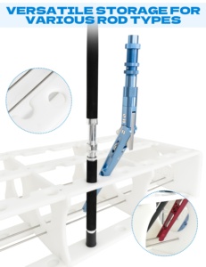 Alumínio Bent Butt Pesca <span class=keywords><strong>Rod</strong></span> Titular <span class=keywords><strong>Rack</strong></span>-Grande Capacidade de armazenamento para 45 Varas & Reel Combos, Montado Pole Organizer - Product Image 2