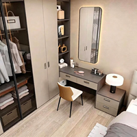 Système de dressing de luxe moderne sur mesure avec table de chevet flottante et éclairage LED, pour villa, appartement et mobilier de maison complète
