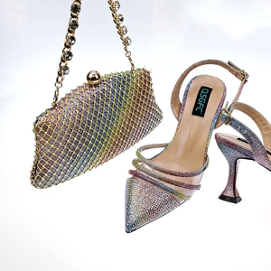 Scarpe con <span class=keywords><strong>Tacco</strong></span> Alto Arancioni Scintillanti per Matrimoni Nigeriani, Scarpe Italiane con Set di Borse Abbinate per Donne, Feste Africane - Product Image 5