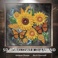 Kits de peinture au diamant 5D de forme spéciale, modernes et peints à la main pour adultes, tournesol, cristaux, strass, DIY