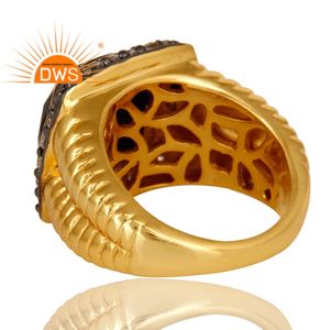 แหวนเพทายสีขาวสีดำนิลดีไซน์เนอร์14K แหวนค็อกเทลชุบทอง925เงินเครื่องประดับคอลเลกชันวินเทจขายส่ง - Product Image 3