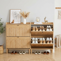 Meuble à chaussures moderne en bois massif durable avec étagère modulaire rabattable et tiroir de rangement pour l'organisation de la maison dans le salon