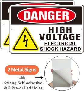 Señal de Peligro de Alto Voltaje, Adhesiva, de Aluminio, Metálica, Señales de Advertencia de Descargas Eléctricas, Resistente al Óxido y Reflectante - Product Image 2