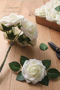 Bouquets <span class=keywords><strong>de</strong></span> mariage 25 pièces 3D réel aspect <span class=keywords><strong>ivoire</strong></span> mousse Roses tiges bricolage mariage douche nuptiale Graduation décor <span class=keywords><strong>de</strong></span> noël à la main - Product Image 6