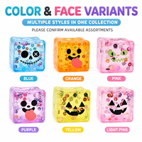 Balle anti-stress Halloween en gros, motif visage moche, translucide, remplie de perles, 5 cm, jouet fantaisie avec emballage présentoir