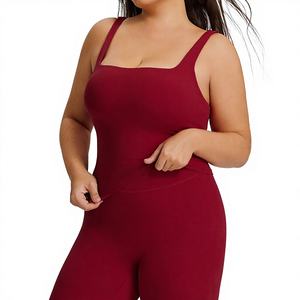 Europe États-Unis Vêtement de sport pour femmes <span class=keywords><strong>grande</strong></span> <span class=keywords><strong>taille</strong></span>, soutien-gorge de <span class=keywords><strong>yoga</strong></span> à maintien élevé, séchage rapide, bretelles croisées, col carré - Product Image 1