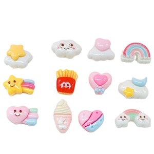 Cute Mini Resin Charms Star Rainbow Ice Cream Moon Cloud French Fries Love for Hair Clip Nail Art Accessories