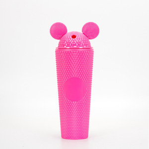 Nuevo diseño lindo ratón oreja 24oz 710ml vaso de plástico de doble pared taza para beber frío con pajita y tapa de oreja de ratón portátil - Product Image 6