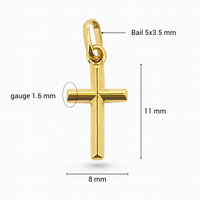 Colgante de Cruz de Oro Amarillo de 14K Hecho a Mano, Joyería Fina Unisex para Mujeres, Hombres y Niños, Regalo Religioso Católico para Comunión