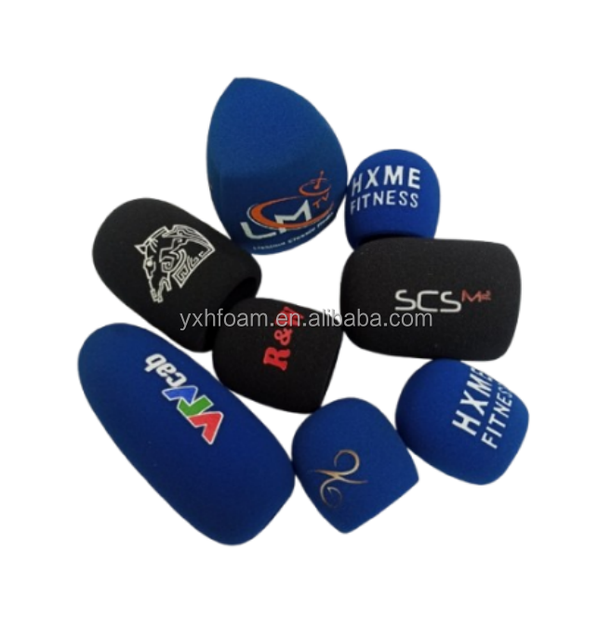 Heat Printed Dyed Mic Foam Sponge Covers Customized Microphone Windshield Logo Foam Windscreen for TV Stations Interview
