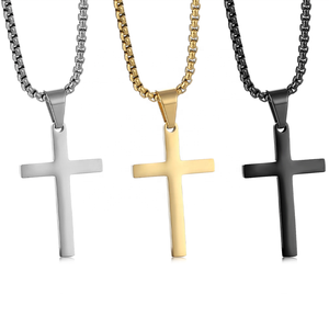 ARNAN collana con ciondolo a croce religiosa in acciaio inossidabile da uomo placcato oro nero preghiera Choker anniversario cristiano - Product Image 6