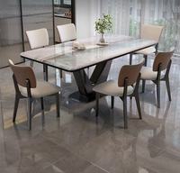 Juego de Mesa de Comedor de Lujo con Cubierta de Mármol, Mesa Rectangular de Cocina y 6 Sillas (Oferta)