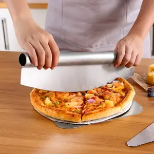 Manjia Dụng Cụ Bóc Vỏ Bánh Pizza Bằng Thép Không Gỉ Có Tay Cầm Gấp Được Thớt Phô Mai Cao Cấp Pizza Dụng Cụ Vét Bột Làm Bánh