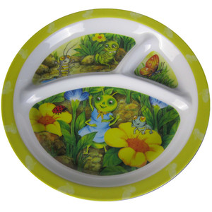 Vassoio per Pasti in Melamina Resistente e Sicuro per Bambini, Piatto Diviso in 3 Sezioni per Bambini - Product Image 1