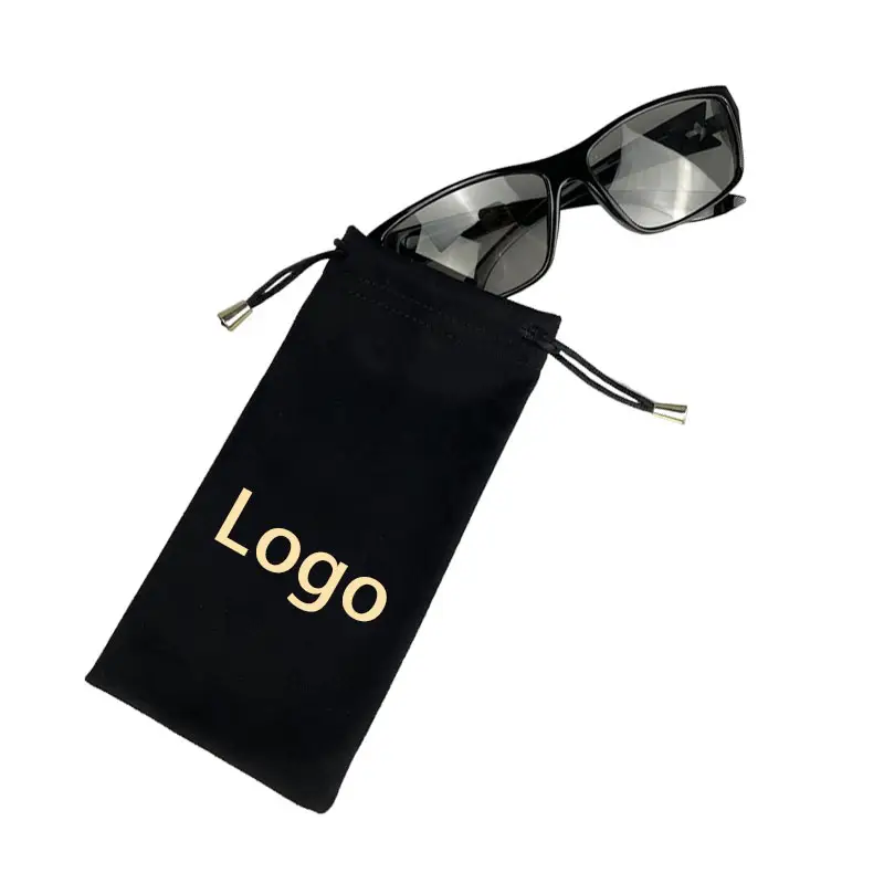 High Quality Black Glasses Pouch Eyeglass Bag Microfiber Sunglasses Pouches Sunglass Sleeve Dust Bag With Custom Logo Printed