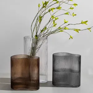 Silindir temizle uzun boylu masa temizle cam ayak izi şekil cam vazo kuru çiçek hidroponik ev dekorasyon için