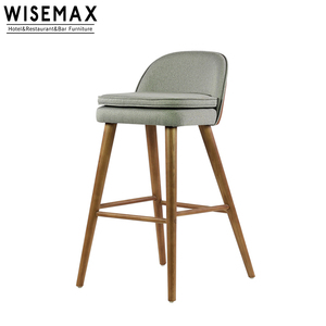 WISEMAX FURNITURE Modern Fabric <strong>bar</strong> <strong>Stools</strong> Solid Wood <strong>Grey</strong> Leather <strong>bar</strong> <strong>Stools</strong> with Upholstered in Fabric Counter <strong>bar</strong> <strong>Stool</strong> - Product Image 1