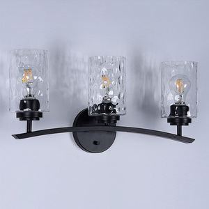 Applique murale LED moderne à 3 lumières, abat-jour en verre, chrome, minimaliste, pour salle de bain, salle d'eau - Product Image 6