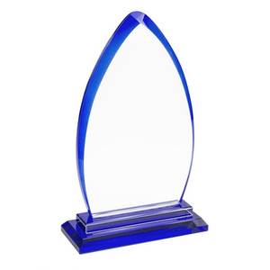Trofeo Decorativo in Vetro Trasparente Blu 190X120X10 Mm Design Moderno per Esposizione Premi - Product Image 1