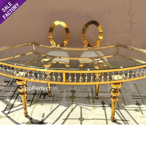 Banquete de evento moderno mesa de banquete rectangular de boda superior de cristal transparente para la venta - Product Image 1