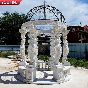 Gazebo <span class=keywords><strong>de</strong></span> Mármol Blanco YOUFINE con Estatuas <span class=keywords><strong>de</strong></span> Cariatides para Decoración <span class=keywords><strong>de</strong></span> Jardín <span class=keywords><strong>de</strong></span> Villa al Aire Libre - Product Image 6