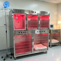 Cage d'oxygénothérapie vétérinaire thermostatée personnalisable OEM en acier inoxydable pour chien, avec roues, pour hospitalisation